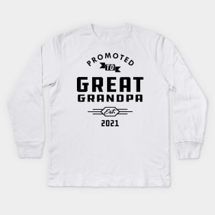 New Great Grandma - Promoted to great grandpa est. 2021 Kids Long Sleeve T-Shirt